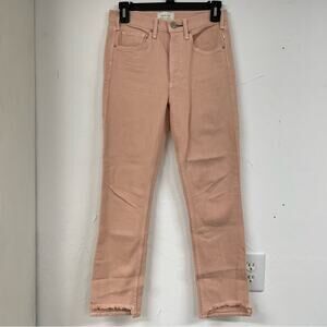 McGuire Denim Pink Valletta Straight Leg Raw Hem Jeans Womens 24 Button Fly